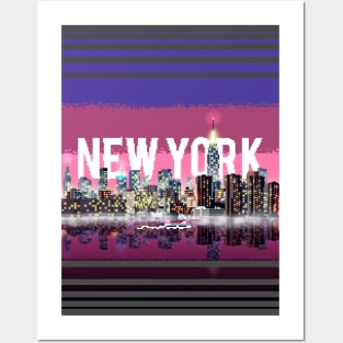Retro New York Pixelscape Posters and Art